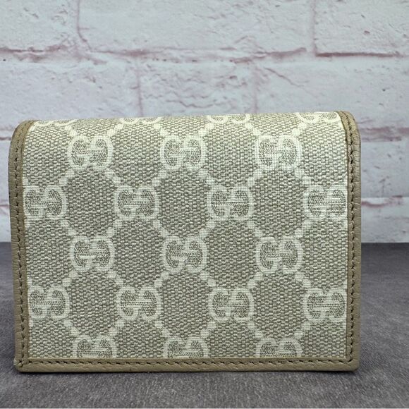 Gucci Horsebit Beige Oatmeal Gold Card Holder Wallet 621887 - Picture 5 of 16